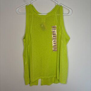 MEMBERS MARK NEW Work It Out Burnout Tank Womens S Lime Back Slit